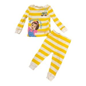 Ms. Rachel Yellow Striped Kids Pajamas 12M